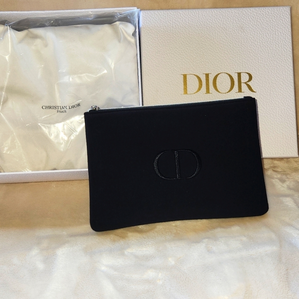 Christian Dior‎ Black Pouch And Mini Pillow In Box